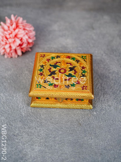Wooden Dry Fruit Box with Meenakari Floral Design - WBG1290