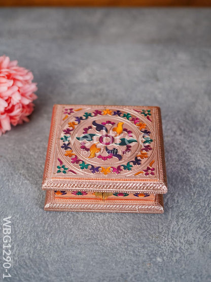 Wooden Dry Fruit Box with Meenakari Floral Design - WBG1290