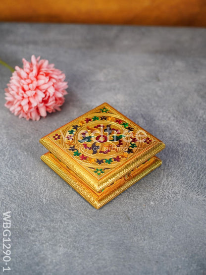 Wooden Dry Fruit Box with Meenakari Floral Design - WBG1290