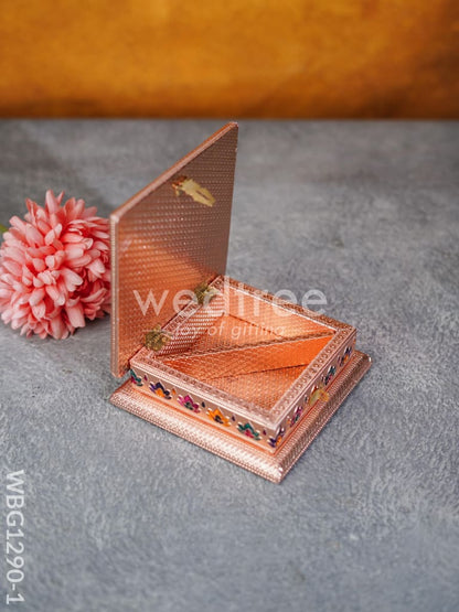 Wooden Dry Fruit Box with Meenakari Floral Design - WBG1290