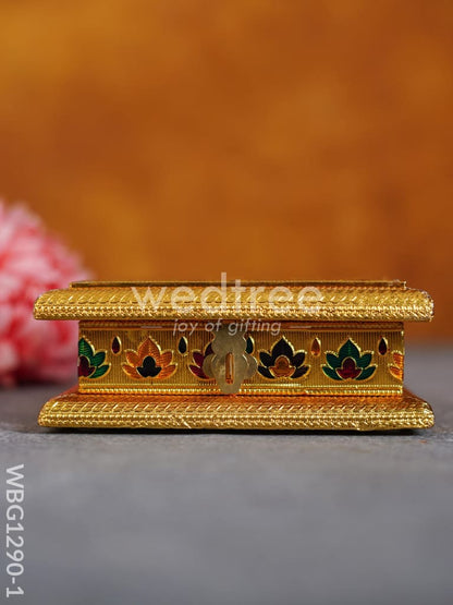 Wooden Dry Fruit Box with Meenakari Floral Design - WBG1290