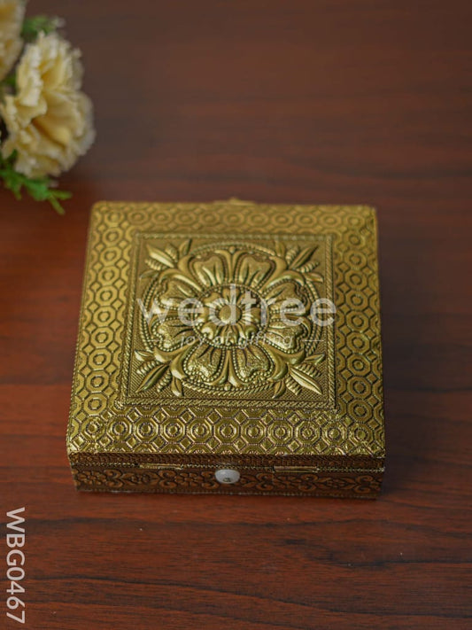 Wooden Dry Fruit Box with Oxidized Finish -  Flower (6x6) - WBG0467