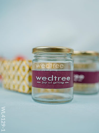 Wooden Dry Fruit Container with 3 glass jars - Meenakari Work - WL4129