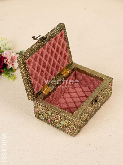 Wooden Jewel Box with Peacock Design - 6x4 inch - WBG1681