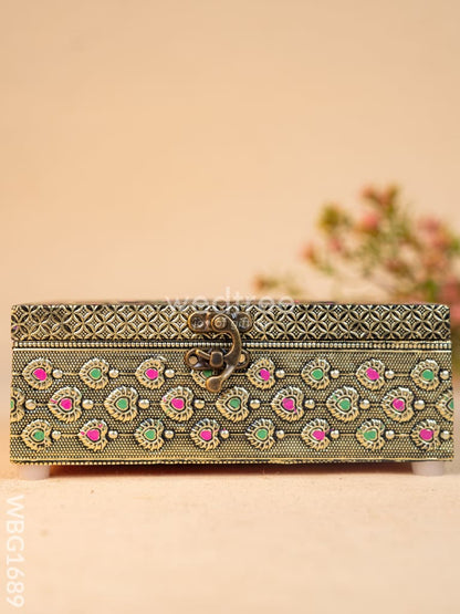 Wooden Dryfruit Box with Peacock Design - 7X5 inch - WBG1689