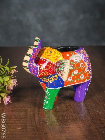 Wooden Elephant T - Light Holder 4 Inch - WBG0766