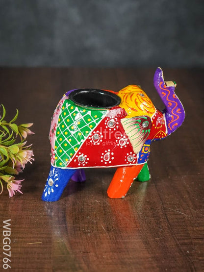 Wooden Elephant T - Light Holder 4 Inch - WBG0766
