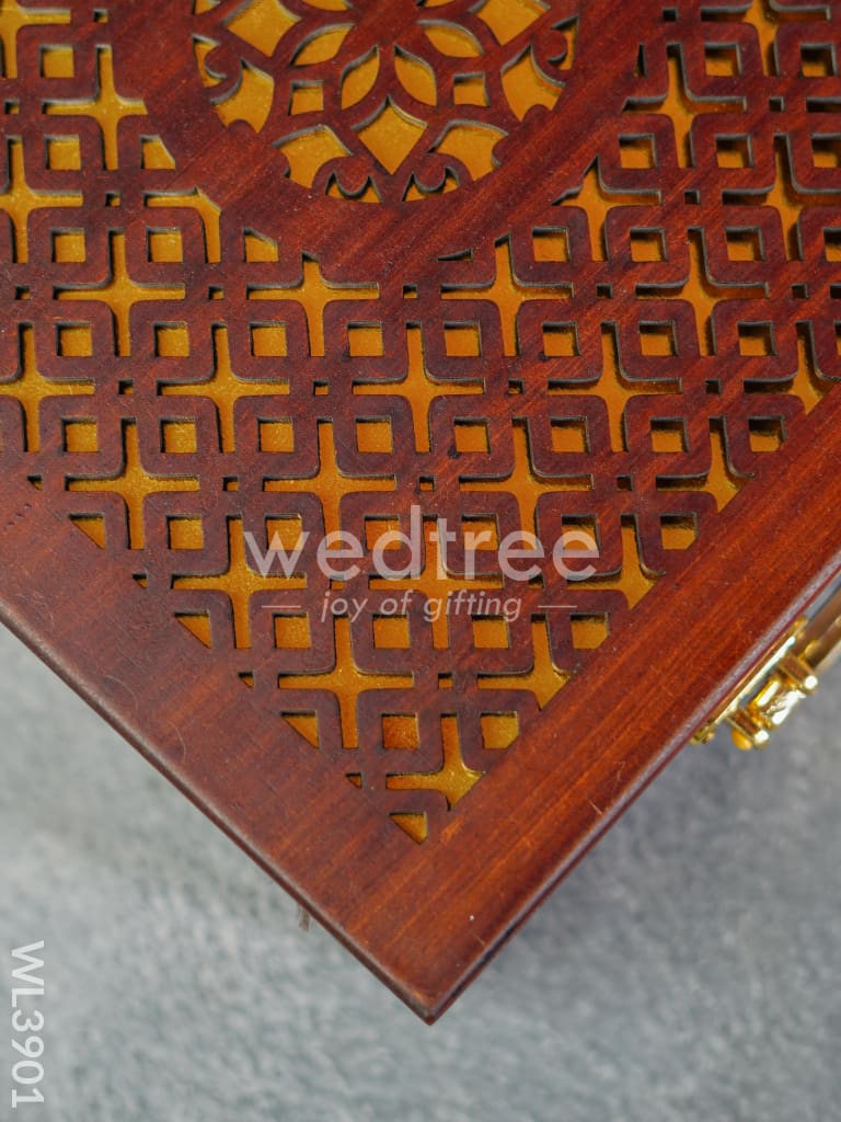 Wooden Floral Engraved Dry Fruit Box - WL3901