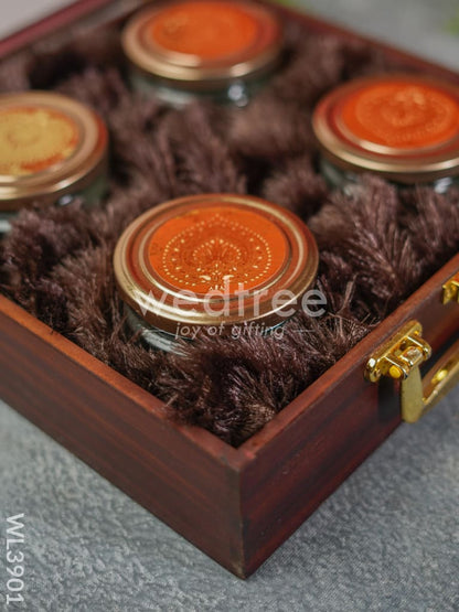 Wooden Floral Engraved Dry Fruit Box - WL3901