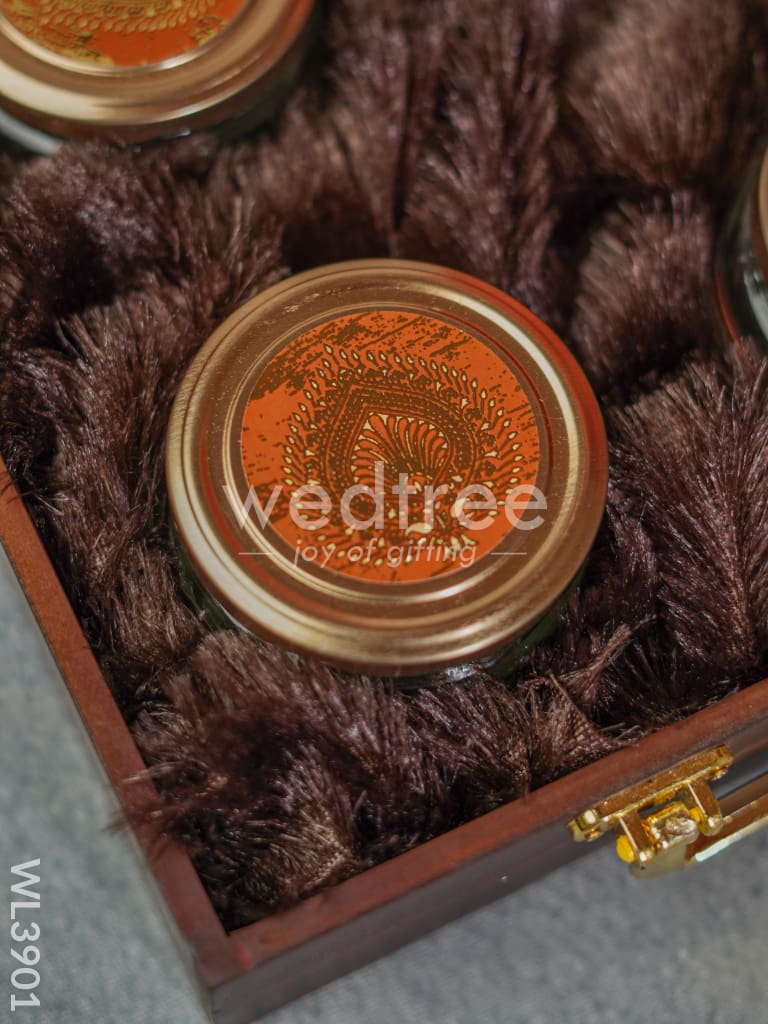 Wooden Floral Engraved Dry Fruit Box - WL3901