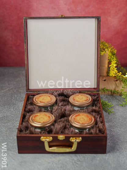 Wooden Floral Engraved Dry Fruit Box - WL3901