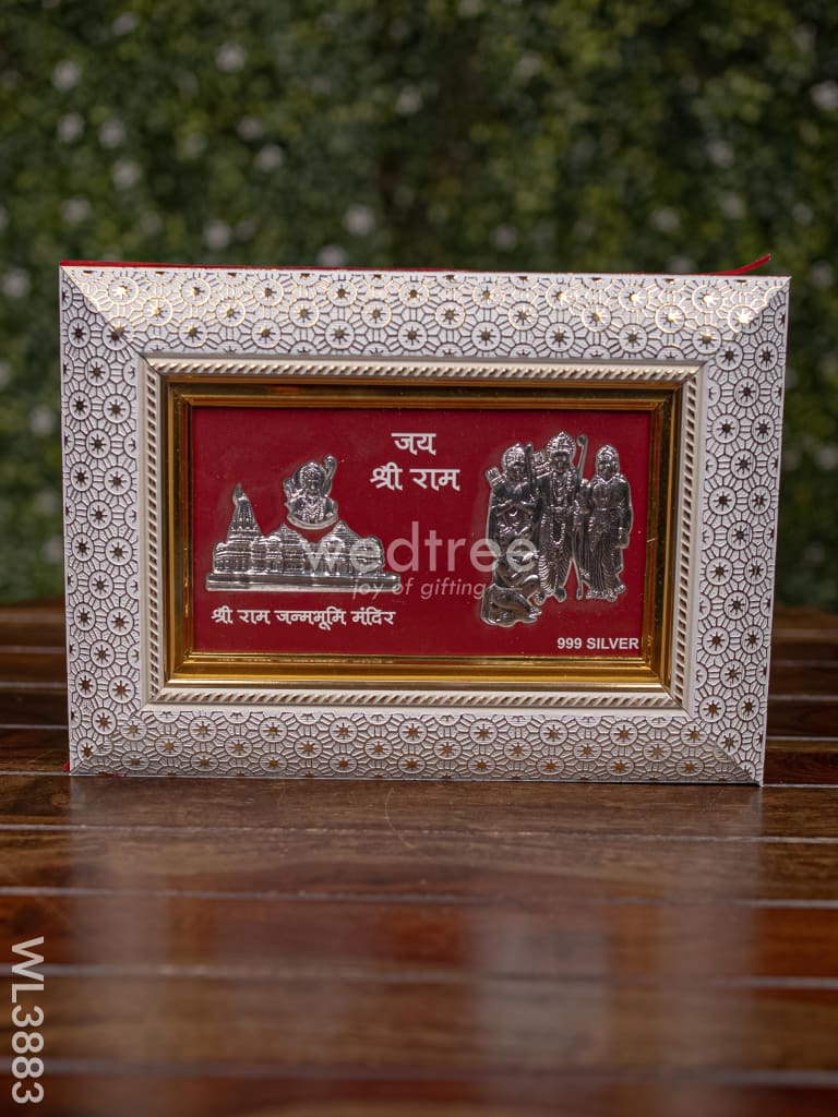 Wooden Frame with Ram Mandir and Ram Darbar Silver Coating - WL3883