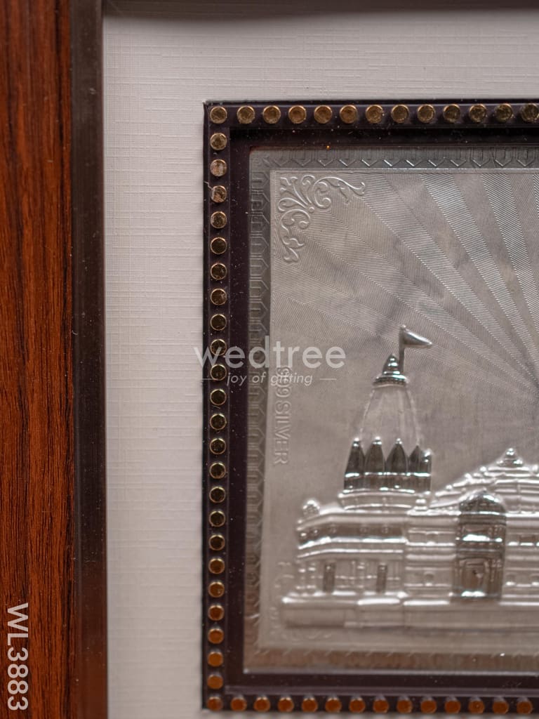 Wooden Frame with Ram Mandir and Ram Darbar Silver Coating - WL3883
