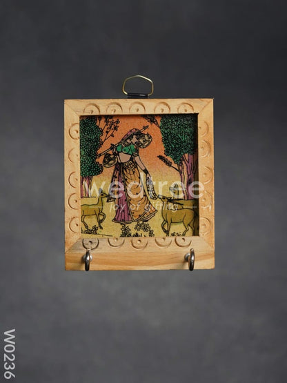 Wooden Gem Stone Painting Key Hanger 3x3 - W0236