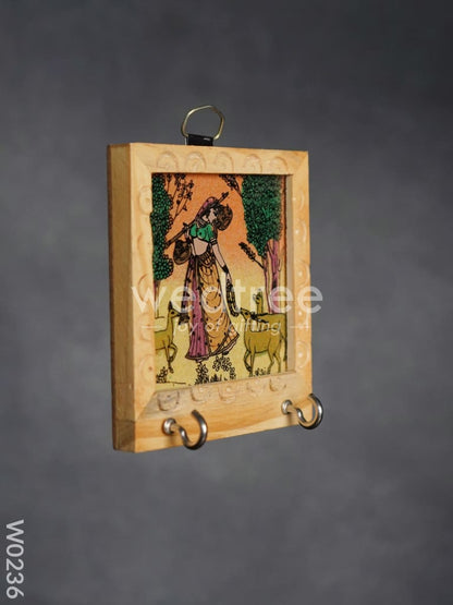 Wooden Gem Stone Painting Key Hanger 3x3 - W0236