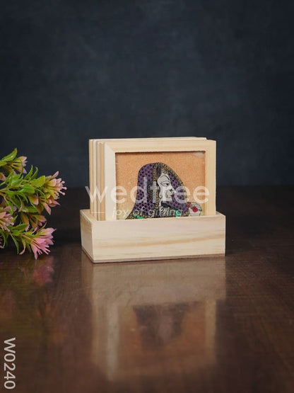 Wooden Hand Painted Coasters with Stand - W0240