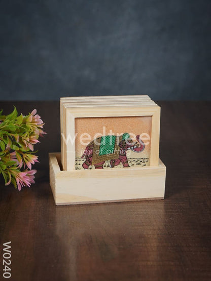 Wooden Hand Painted Coasters with Stand - W0240
