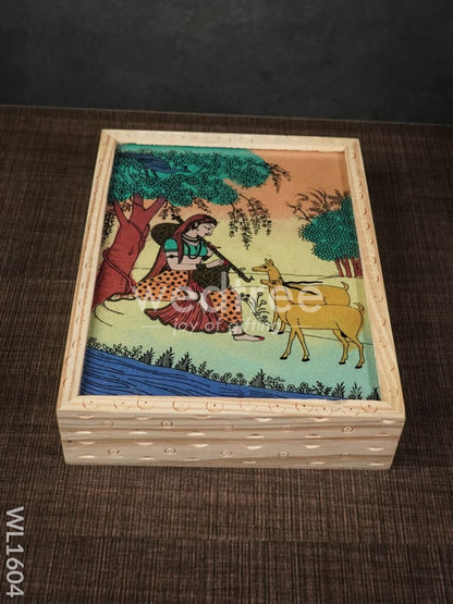 Wooden Hand Painted Jewel Box - (8.5 X 6.5)  - WL1604