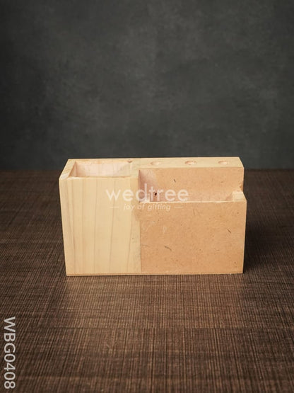 Wooden Hand Painted Pen Stand with Card Holder - WBG0408