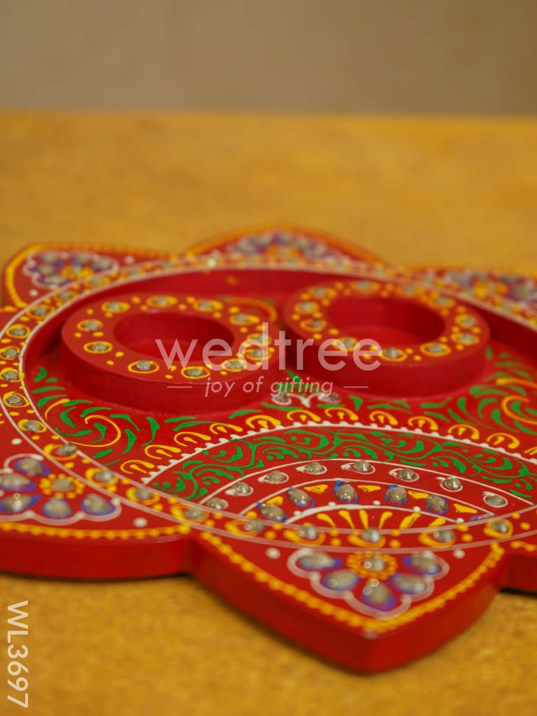 Wooden Hand Painted Pooja Thali Plate - WL3697
