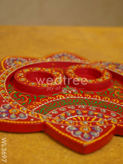Wooden Hand Painted Pooja Thali Plate - WL3697