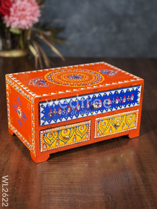 Wooden Handpainted 3 Drawer Organizer Box - WL2622