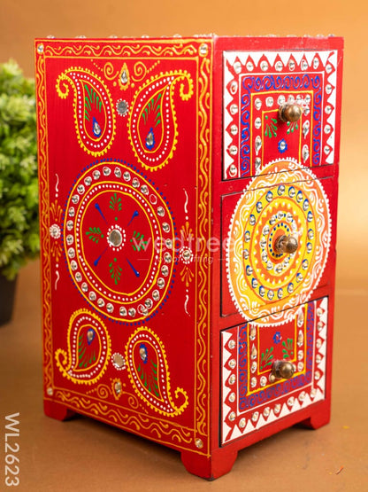 Wooden Handpainted 3 Drawer Organizer Box - WL2623