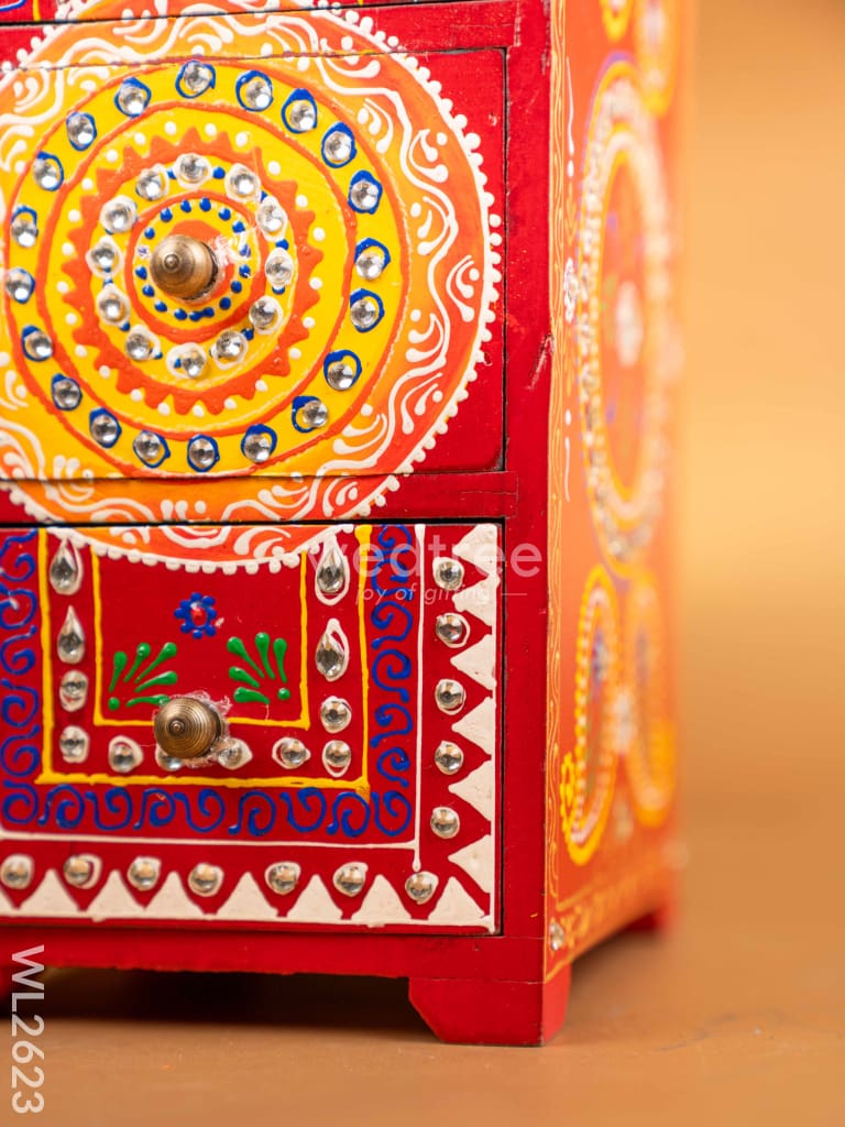 Wooden Handpainted 3 Drawer Organizer Box - WL2623