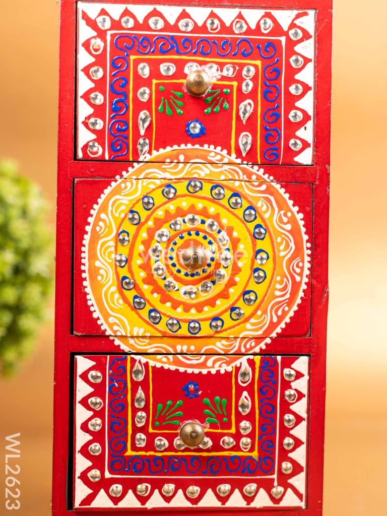 Wooden Handpainted 3 Drawer Organizer Box - WL2623