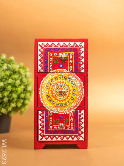 Wooden Handpainted 3 Drawer Organizer Box - WL2623