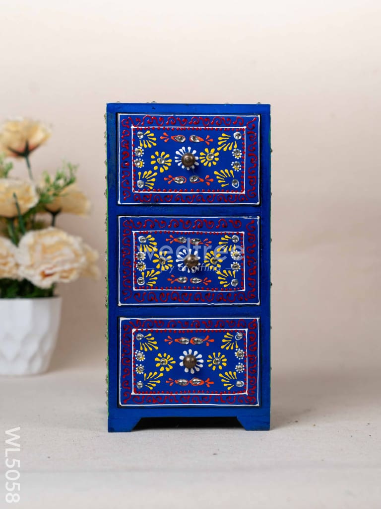 Wooden Handpainted 3 Drawer Organizer Box - WL5058