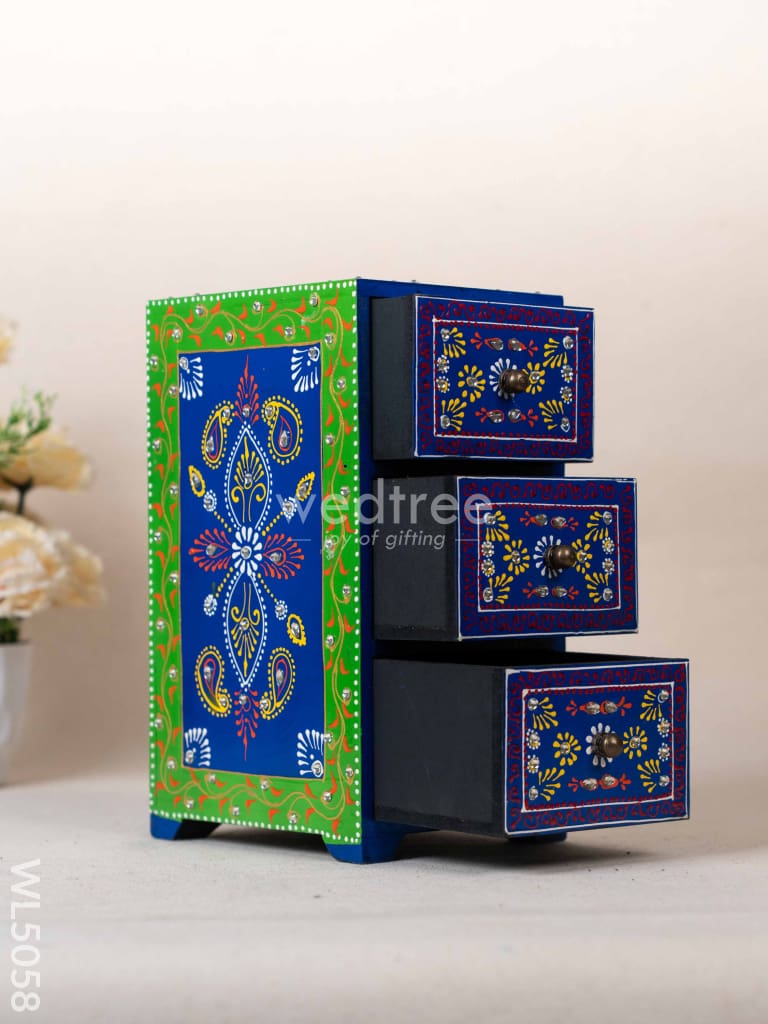 Wooden Handpainted 3 Drawer Organizer Box - WL5058
