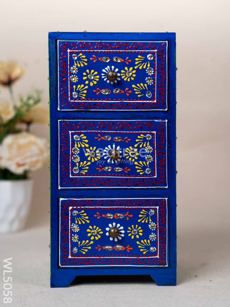 Wooden Handpainted 3 Drawer Organizer Box - WL5058