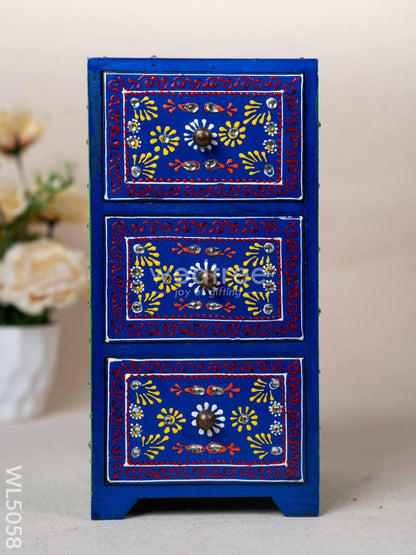 Wooden Handpainted 3 Drawer Organizer Box - WL5058
