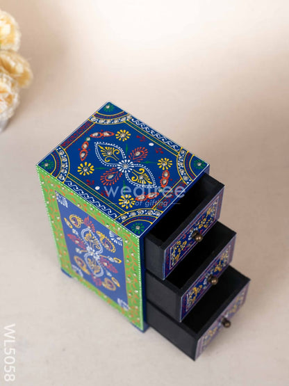 Wooden Handpainted 3 Drawer Organizer Box - WL5058