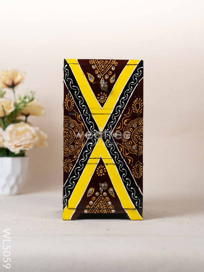 Wooden Handpainted 3 Drawer Organizer Box - WL5059