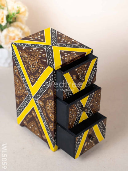 Wooden Handpainted 3 Drawer Organizer Box - WL5059
