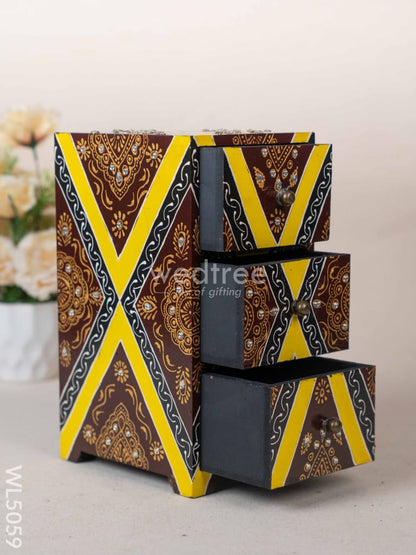 Wooden Handpainted 3 Drawer Organizer Box - WL5059