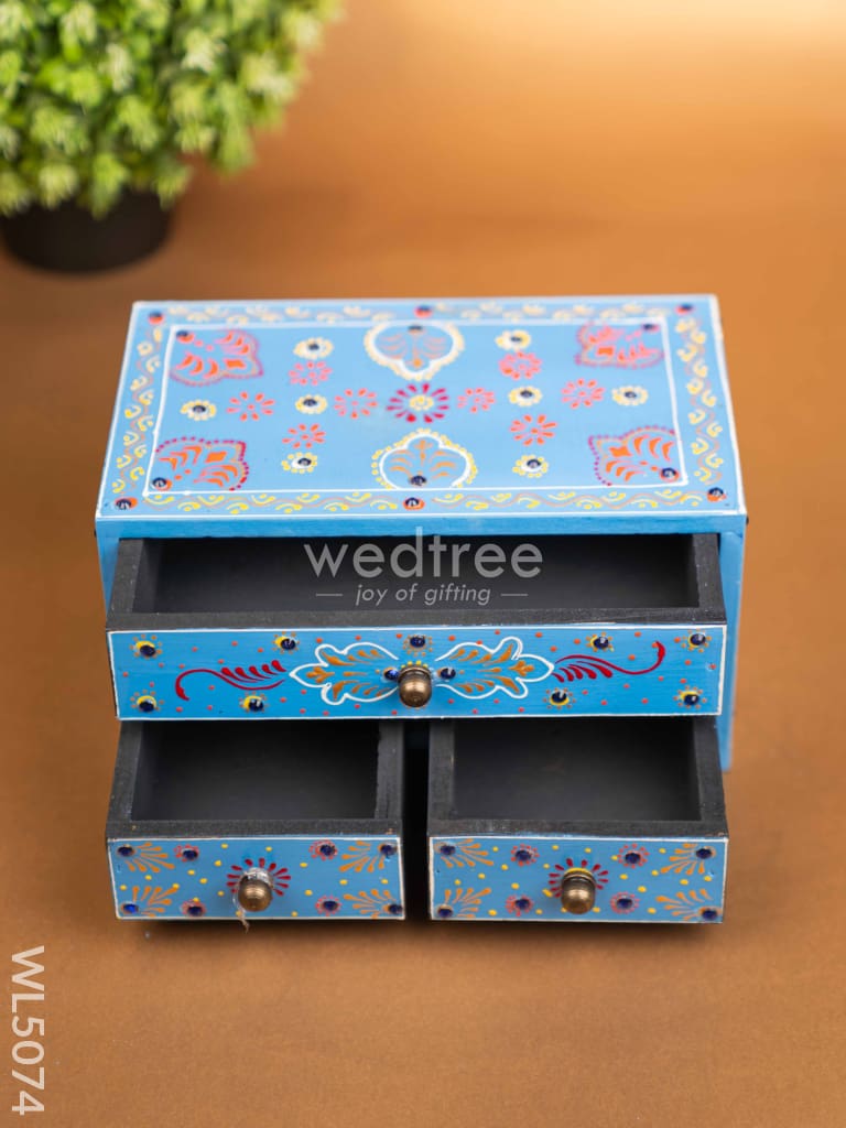 Wooden Handpainted 3 Drawer Organizer Box - WL5074