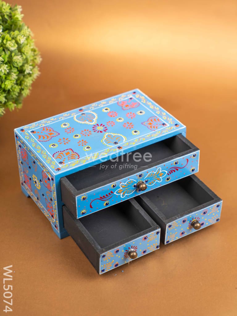 Wooden Handpainted 3 Drawer Organizer Box - WL5074