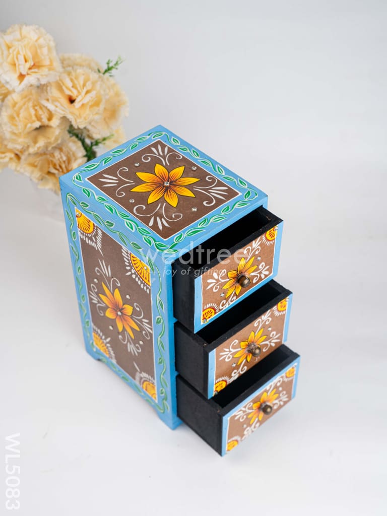 Wooden Handpainted 3 Drawer Organizer Box - WL5083