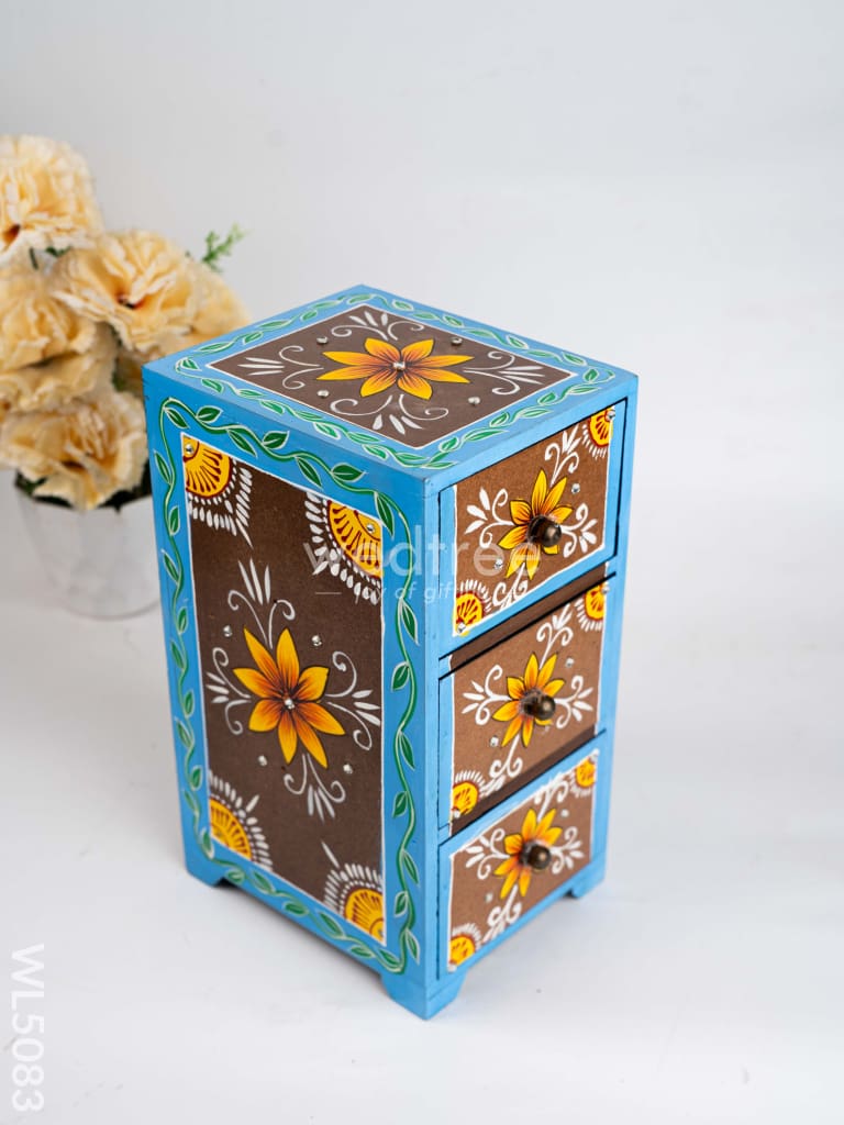 Wooden Handpainted 3 Drawer Organizer Box - WL5083