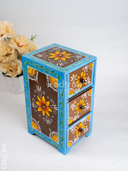 Wooden Handpainted 3 Drawer Organizer Box - WL5083