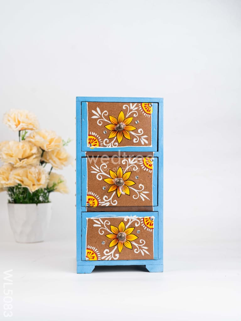 Wooden Handpainted 3 Drawer Organizer Box - WL5083