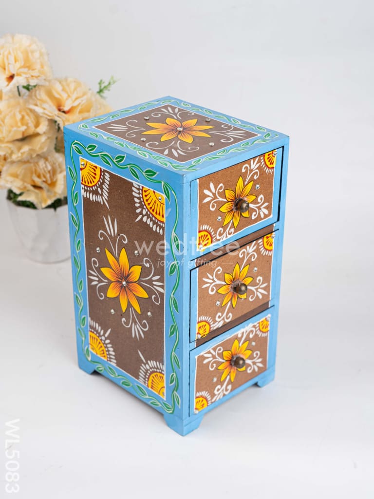 Wooden Handpainted 3 Drawer Organizer Box - WL5083