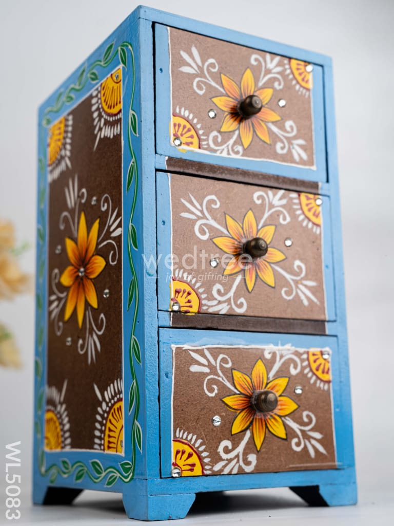 Wooden Handpainted 3 Drawer Organizer Box - WL5083