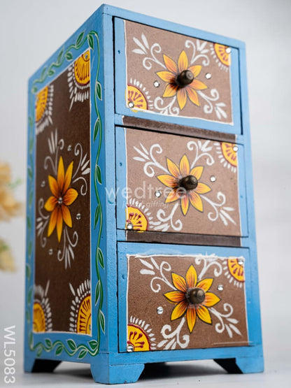 Wooden Handpainted 3 Drawer Organizer Box - WL5083