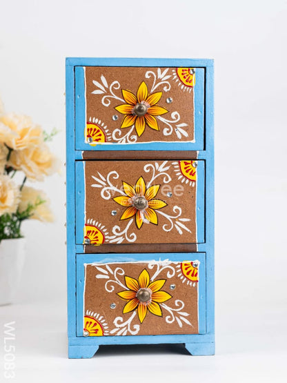 Wooden Handpainted 3 Drawer Organizer Box - WL5083