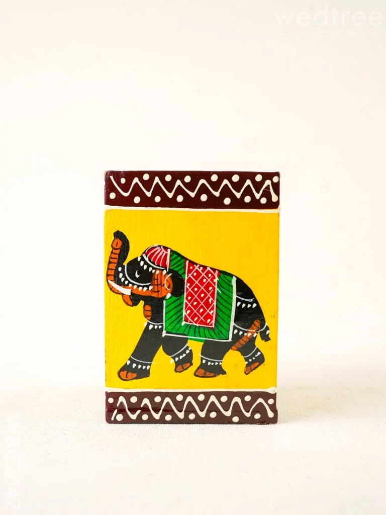 Wooden Handpainted Elephant Pen Stand - WBG2047