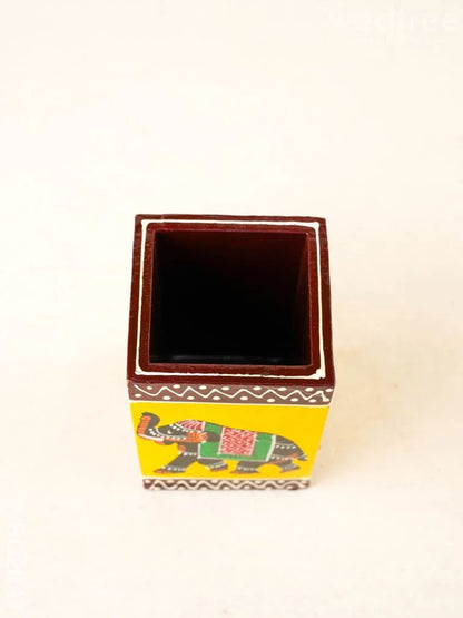 Wooden Handpainted Elephant Pen Stand - WBG2047